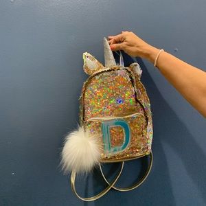 JUSTICE Unicorn Initial "D” Flip Sequin Backpack